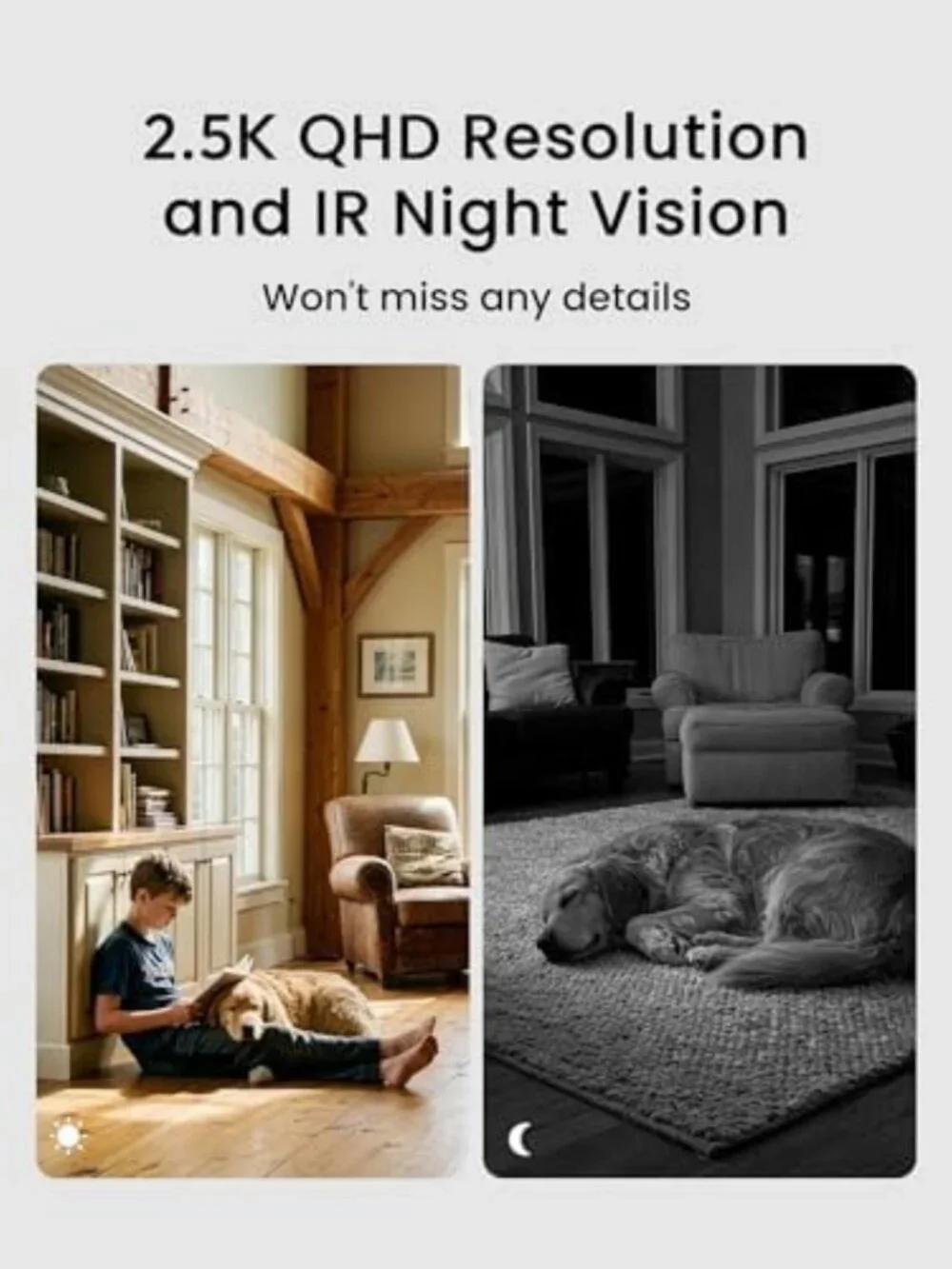 Wireless 2K Magnetic Indoor Security Camera, Battery-Powered, No Subscription